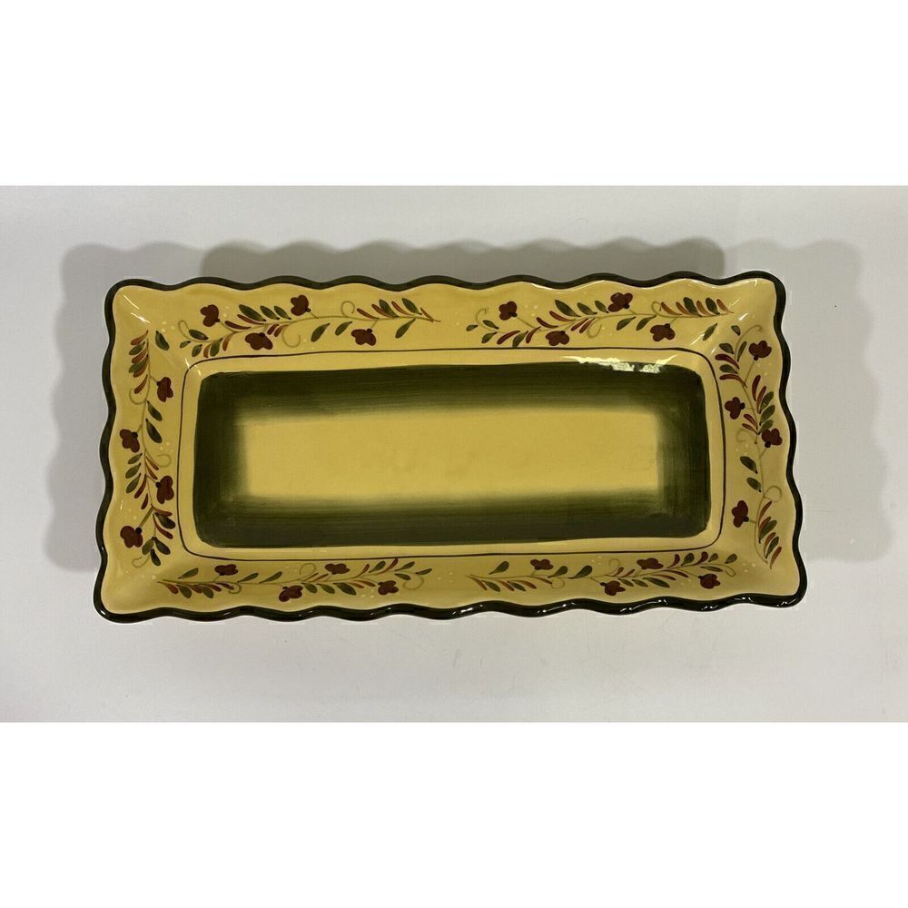 Williams Sonoma Marketplace Large Rectangular Yellow Serving Bowl Dish 17 x 9‎